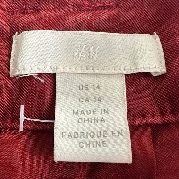 H&M Lyocell Red High Rise Pleated Trousers, 14 - Picture 5 of 10